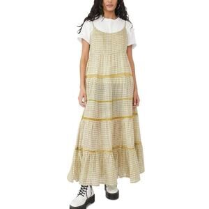 Free People Midnight Dance Maxi Dress in Canary Combo Yellow Sz XS